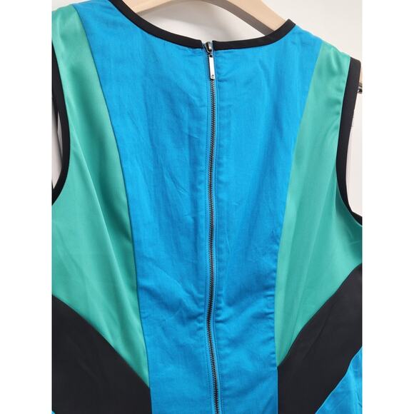 NWT Prabal Gurung for Target Blue Black Green Color Block Dress Sz 12 ALine Mini - Picture 6 of 8